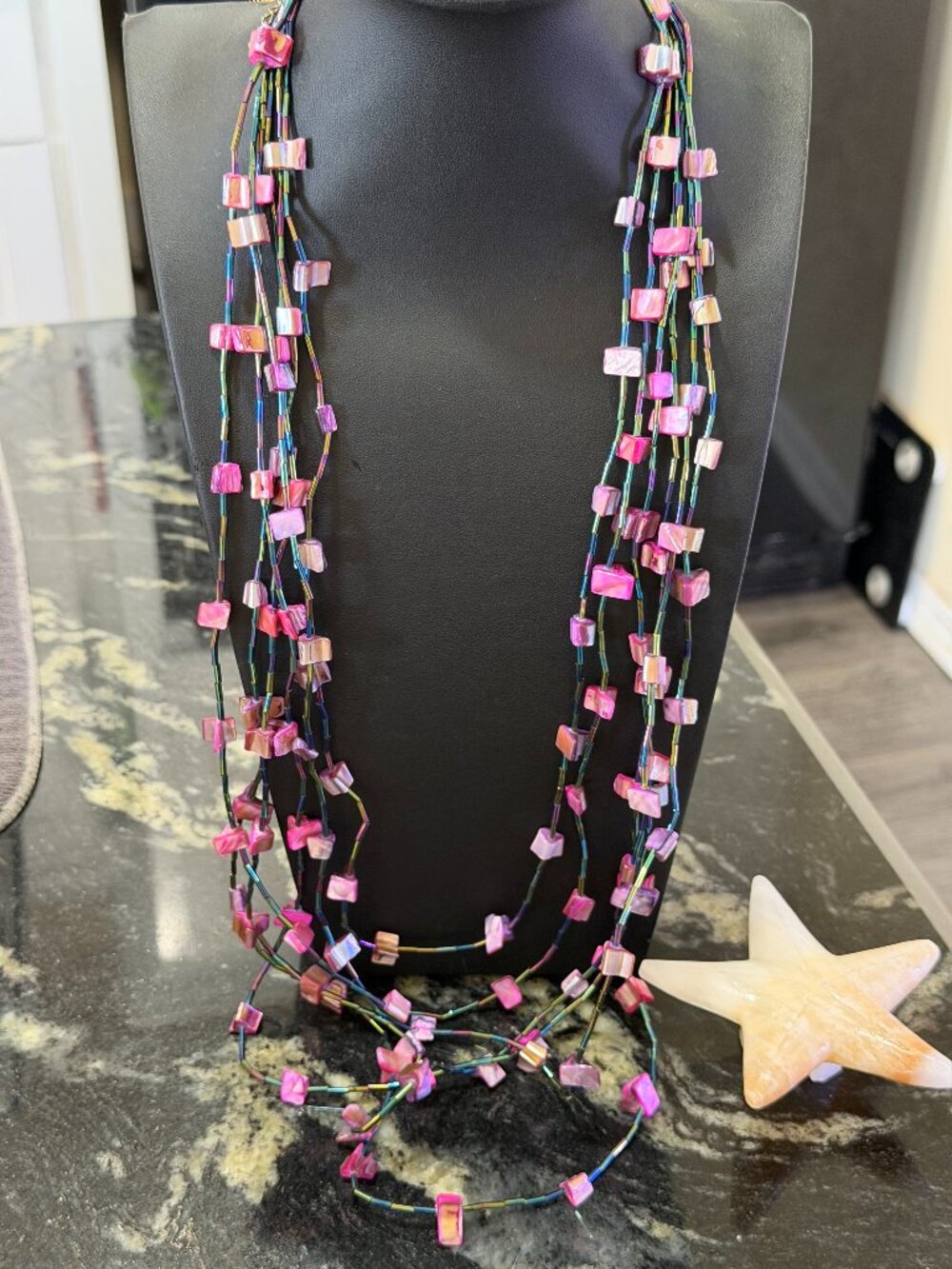 NWT Pink MOP Shell 5 strand Necklace